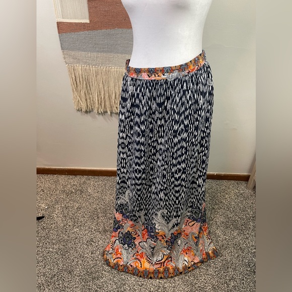 ANTHROPOLOGIE SKIES ARE BLUE Lined Boho Maxi Skirt w Side Slits M - Picture 1 of 5